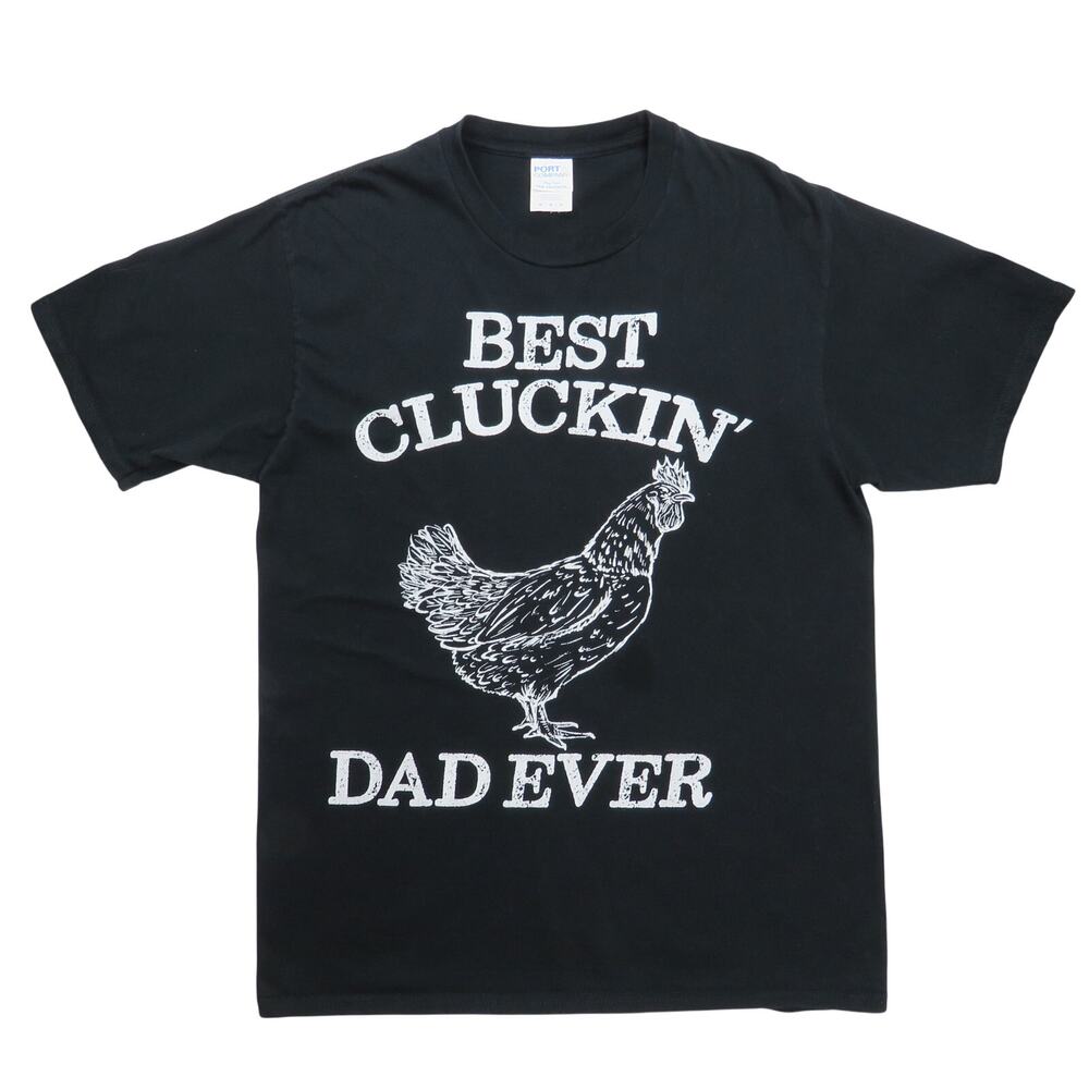 Port & Company Best Cluckin' Dad Ever Black Chicken Graphic T-Shirt Men's Medium